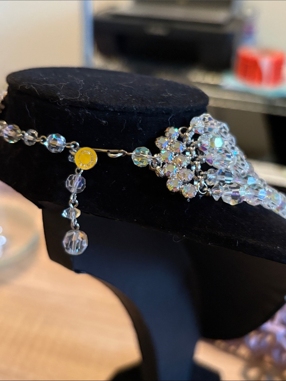 Vintage Continental aurora borealis Crystal necklace - Picture 4 of 8